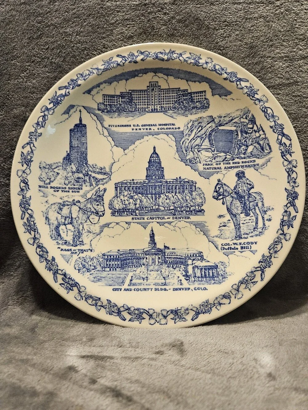 Vintage blue and white Colorado souvenir